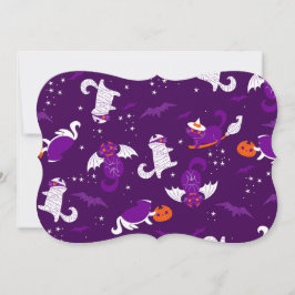 lila halloween-katter mummy vampyr fladdermus häxa inbjudningar