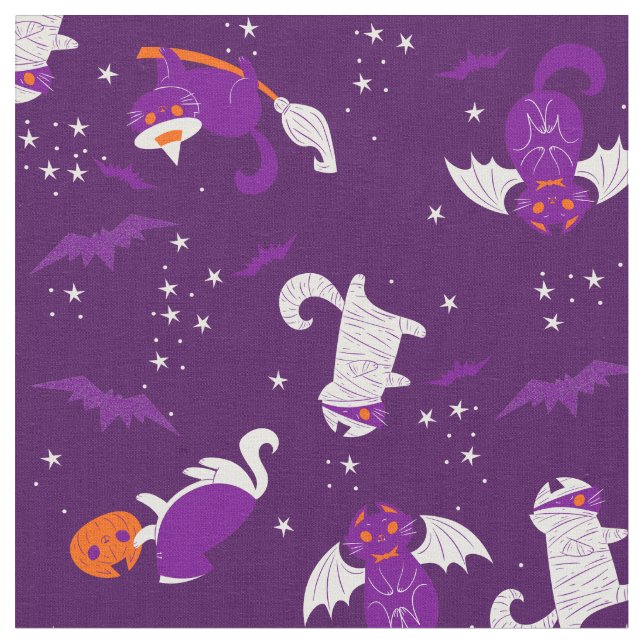 lila halloween-katter mummy vampyr fladdermus häxa tyg (Närbild)