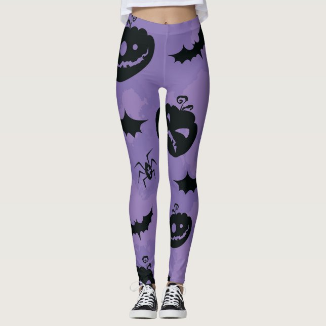 Lila Halloween-legginings med varelser booo Leggings (Framsida)