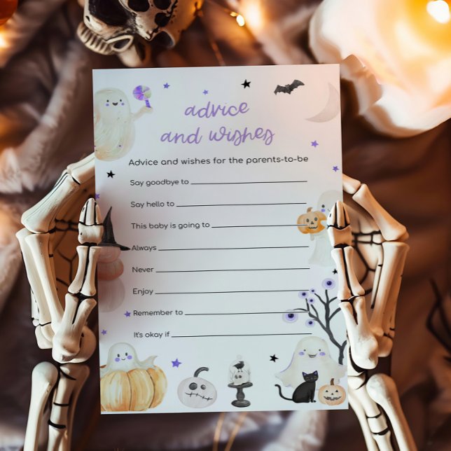 Lila Halloween Little Boo Advice och Önskemål Game (A Little Boo Baby Shower Advice and Wishes Game)