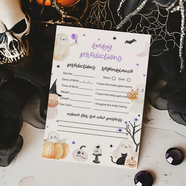 Lila Halloween Little Boo Baby Predictions Game (A Little Boo Baby Shower Baby Predictions Game)