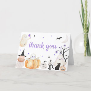 Lila Halloween Little Boo Baby Shower Tack Kort