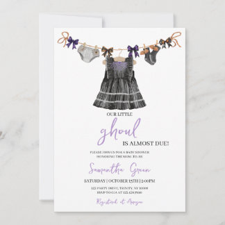 Lila Halloween Little Ghoul Baby Shower Inbjudningar