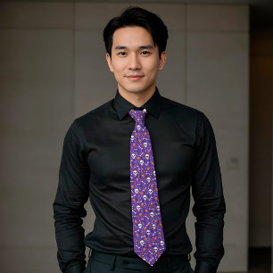 Lila Halloween Skull Bone Coffin Mönster Slips