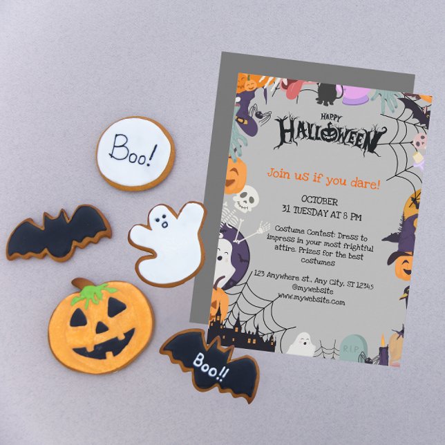 Lila Halloween Spooky Inbjudningar (Skapare uppladdad)