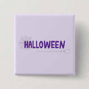 Lila Halloween Vibes med Whimsical Broom Design Knapp