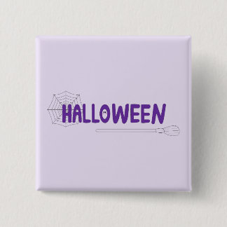 Lila Halloween Vibes med Whimsical Broom Design Knapp