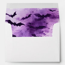 Lila Halloween Watercolor Stänk med Fladdermus