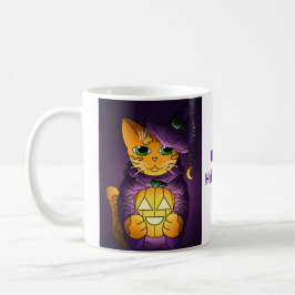 Lila Halloween Witch Cat Kaffemugg