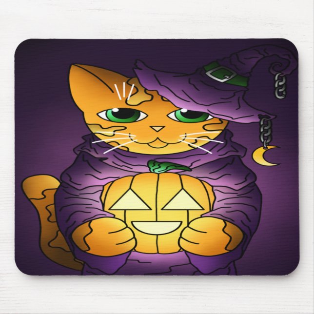 Lila Halloween Witch Cat Musmatta (Framsidan)