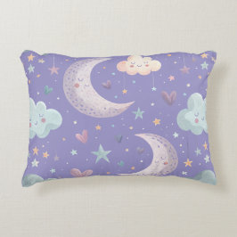 Lila halvmåne- och molnaccentkudde prydnadskudde