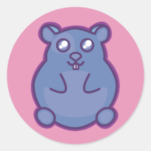 Lila Hamster Sticker Runt Klistermärke