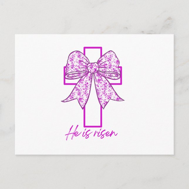Lila: han är upphöjd Påsk Blommigt Coquette Bow Vykort (Framsida)