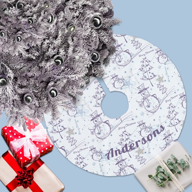 Lila Hand plockade jul Snögubbe Julgransmatta Borstad Polyester (Skapare uppladdad)