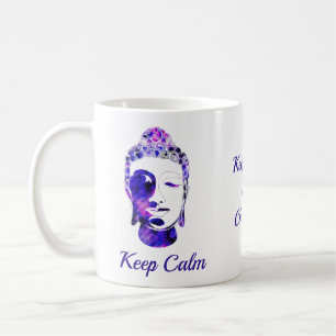 Lila hand plockade motivationsbuddha silhouette kaffemugg