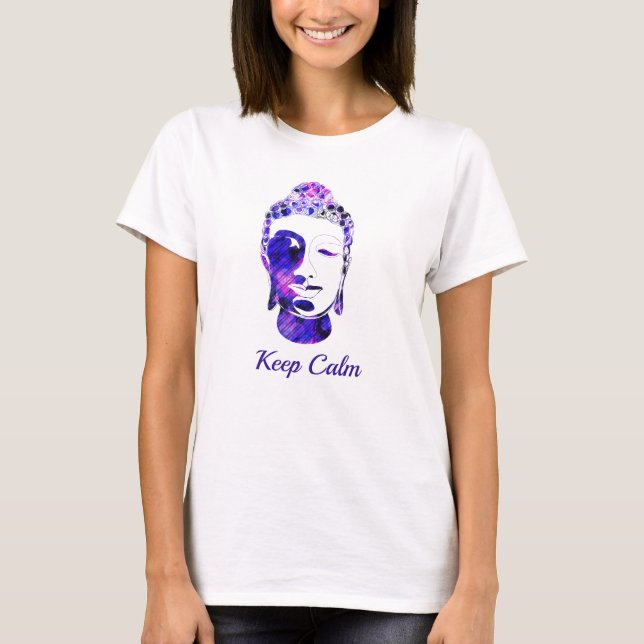 Lila hand plockade motivationsbuddha silhouette t shirt (Framsida)
