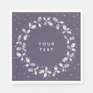 Lila Hand Tryckt Holly WandeGod Papper jul Pappersservett