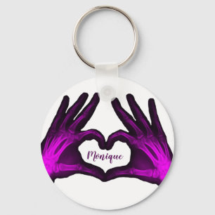 Lila Hand Xray Heart Nyckelring