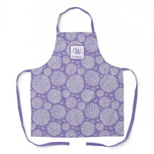Lila Handdragen Flower mönster Monogram Apron