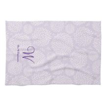 Lila Handdragen Flower mönster Monogram