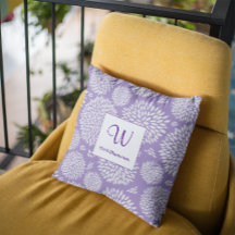 Lila Handdragen Flower mönster Monogram