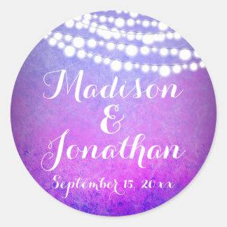 Lila Hanging Fairy Twinkle Ljus Bröllop Runt Klistermärke