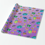 Lila Hanukkah Mönster Presentpapper<br><div class="desc">Lila Hanukkah Mönster Wrapping Papper</div>
