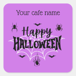 Lila Happy halloween Cafe-dekal Fyrkantigt Klistermärke