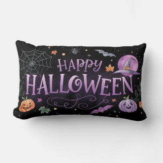lila happy halloween lumbarkudde