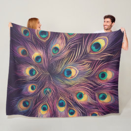 Lila Hårdpastellerna Teckning Peacock Feathers Fleecefilt