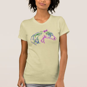 Lila hästgest teckning på t-shirt med KOH
