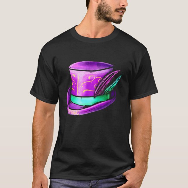 Lila Hat Cylinder för Mardi Gras T Shirt (Framsida)