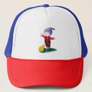 Lila Hat Gnome med Blue Hair och Pear Keps