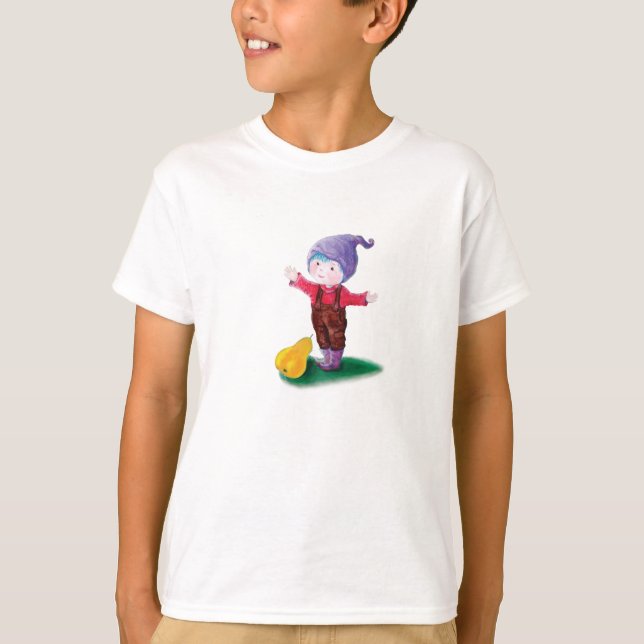 Lila Hat Gnome med Blue Hair och Pear T Shirt (Framsida)