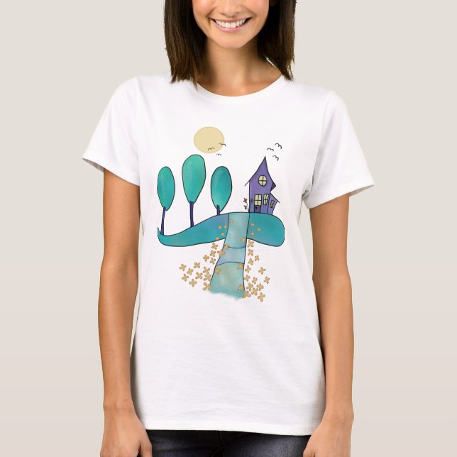 lila Haus T Shirt (Framsida)