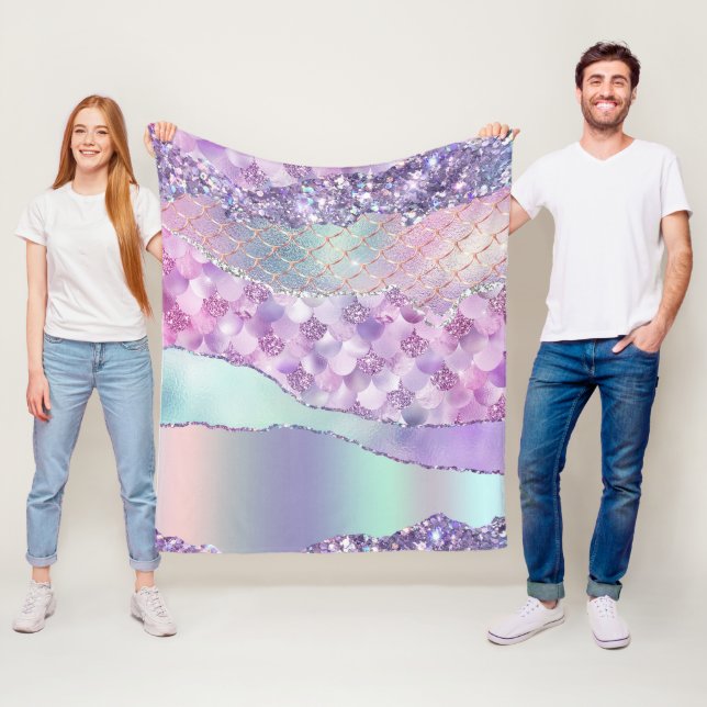 Lila Havfrusparkles Fleecefilt (På plats)