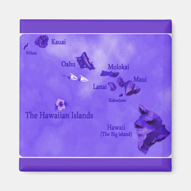 Lila Hawaiian karta Magnet (Framsidan)
