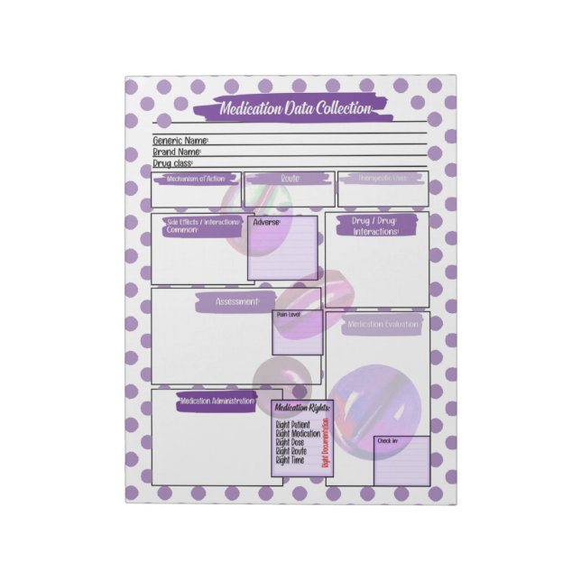 Lila Healthcare Student Medicine Template Anteckningsblock (Roterad)