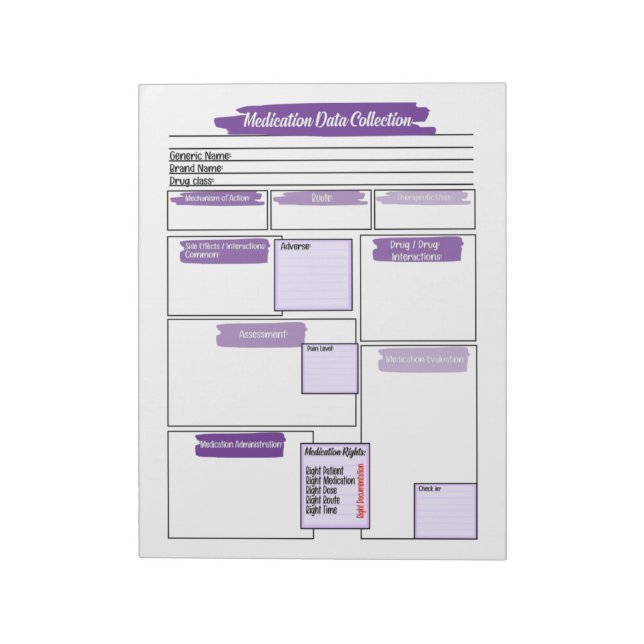 Lila Healthcare Student Medicine Template Anteckningsblock (Roterad)
