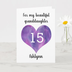 Lila Heart 15:e födelsedagen för mordotter Kort