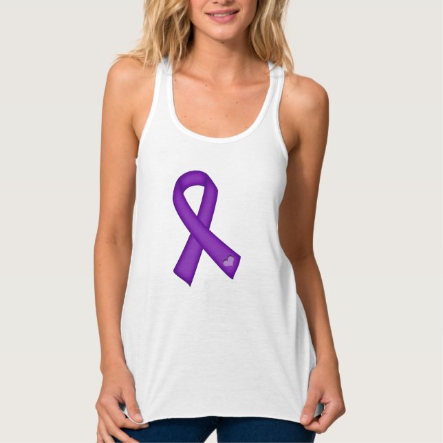 Lila Heart Awareness Ribbon Linne Med Racerback (Framsida)