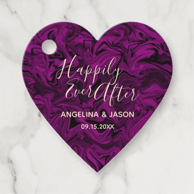 Lila Heart Bröllop Gåvor Etiketter (Framsida)