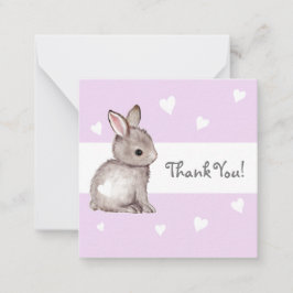Lila Heart Bunny Baby Shower Tack Notecards Anteckningskort