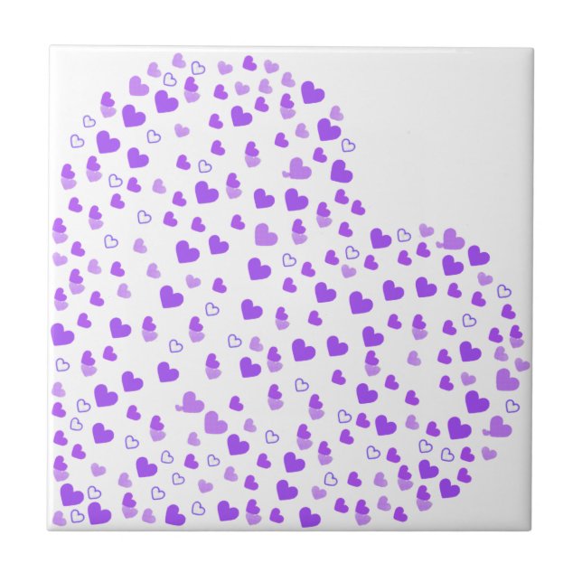 Lila Heart Cluster Kakelplatta (Framsidan)