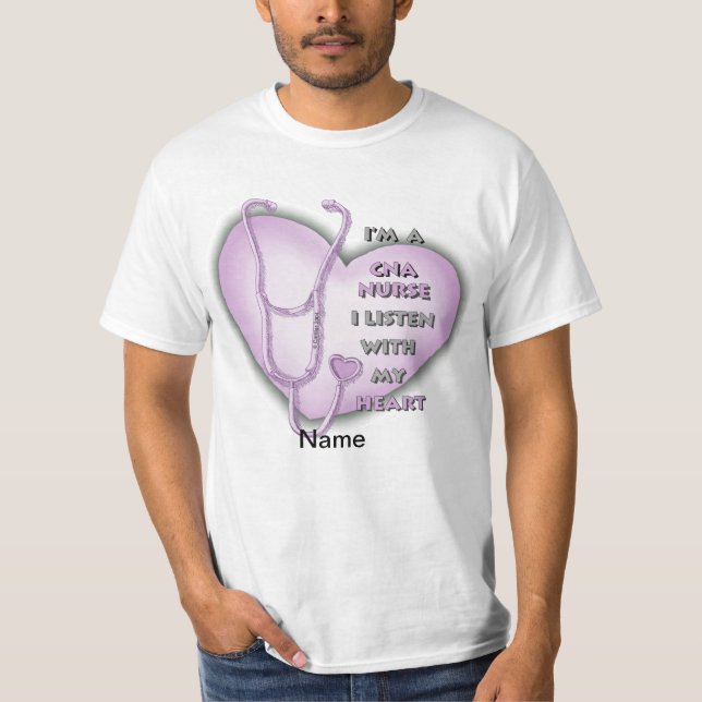 Lila Heart CNA Nurse T Shirt (Framsida)