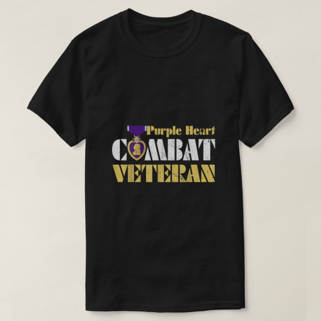 Lila Heart Combat Veteran Lila Heart Day US Mi T Shirt (Design framsida)