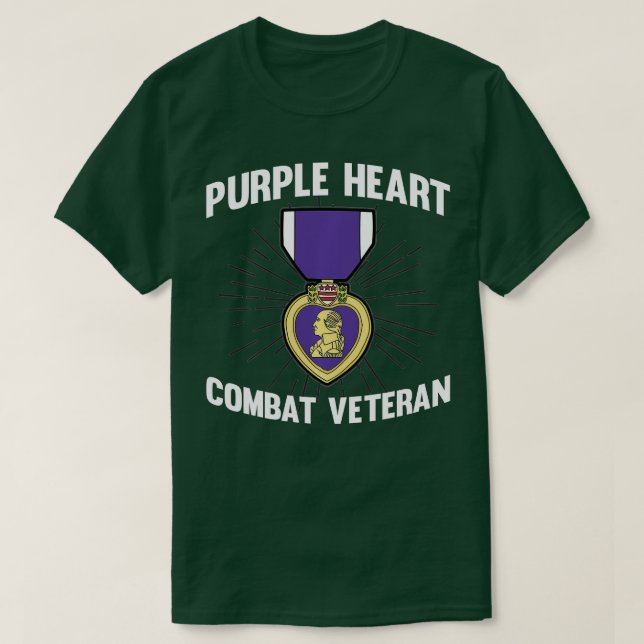 Lila Heart Combat Veteran Soldier  T Shirt (Design framsida)