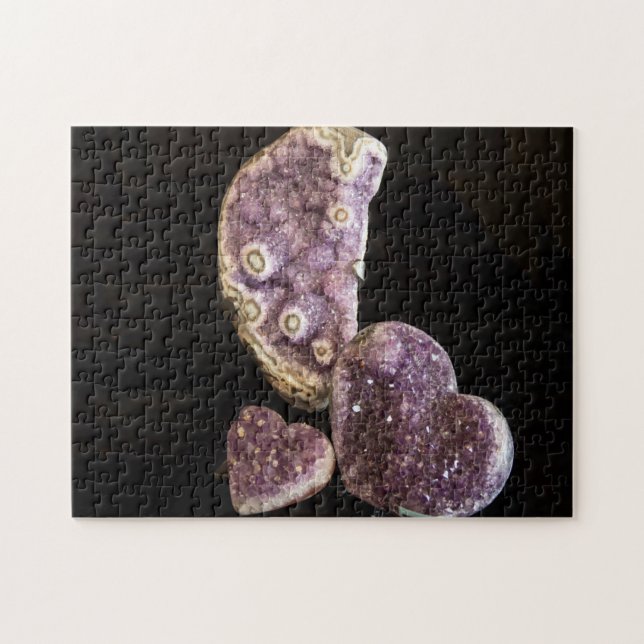 Lila Heart Crystals - Amethyst Gemstones Pussel (Horisontell)