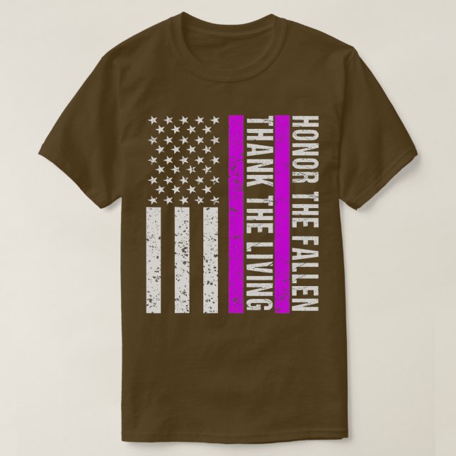 Lila Heart Day Military Veteran American Lila T Shirt (Design framsida)