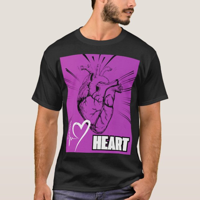 Lila Heart Design T-Shirt (Framsida)